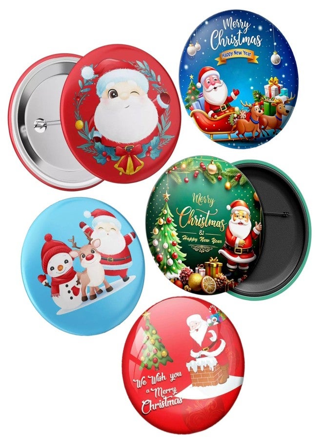 Glitreeprops Pack of 10 pieces Christmas badges | Xmas Santa Reindeer Snowman Pin Badge Set - Multicolor, Classic Style, Unisex - Christmas & New Year Gift for Kids & Adults - Image 1